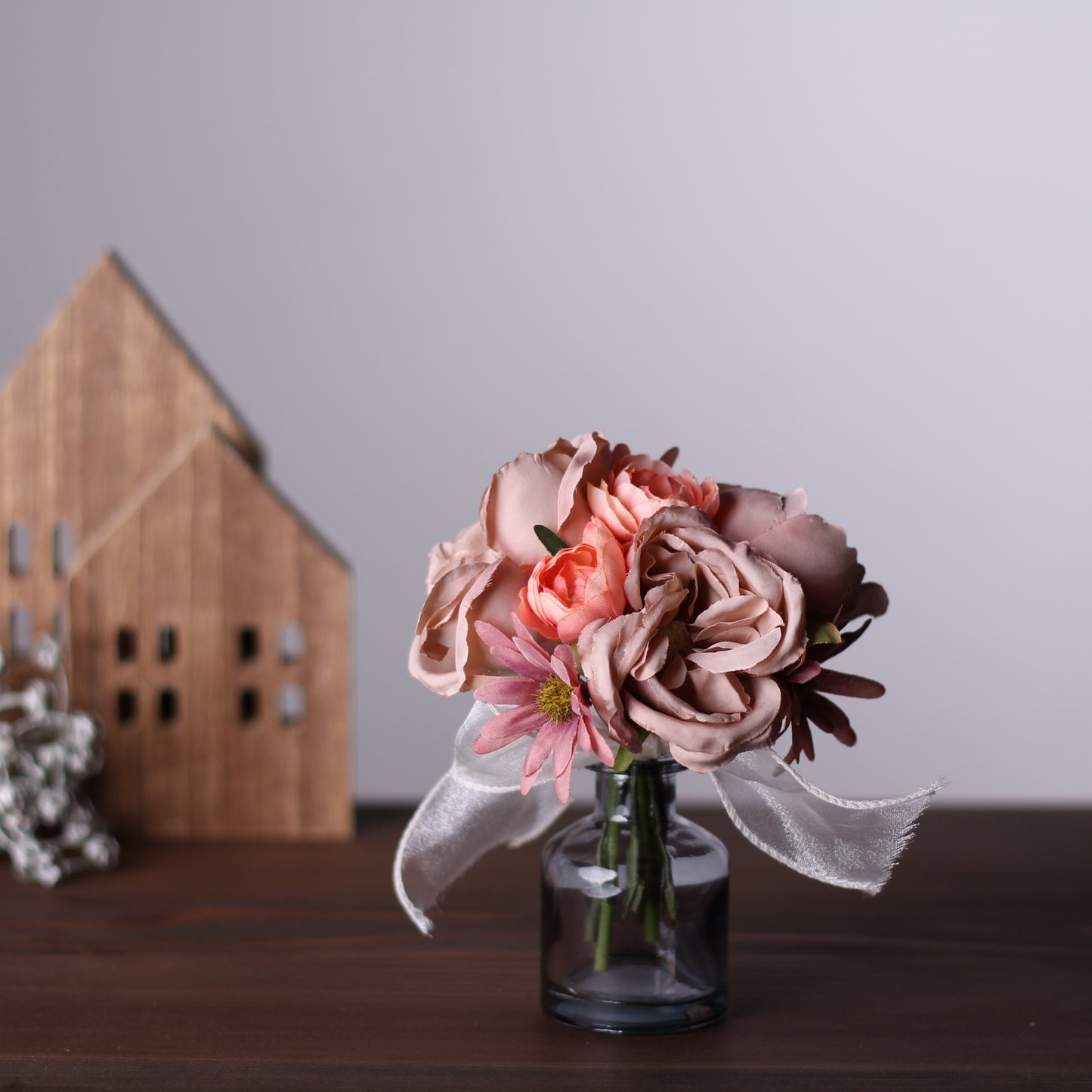 オーボールとブーケ　2段おむつケーキ　ピンク